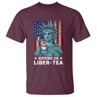 Funny 4th Of July T Shirt Sippin On Liber Tea Liberty USA Flag - Wonder Print Shop