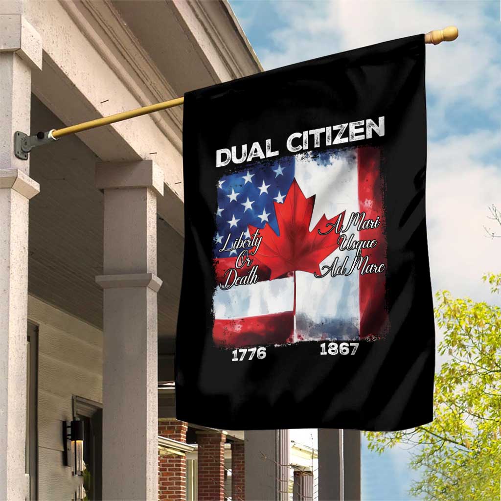 Funny Canadian American Garden Flag Dual Citizen Liberty Or Death A Mari Usque Ad Mare - Wonder Print Shop