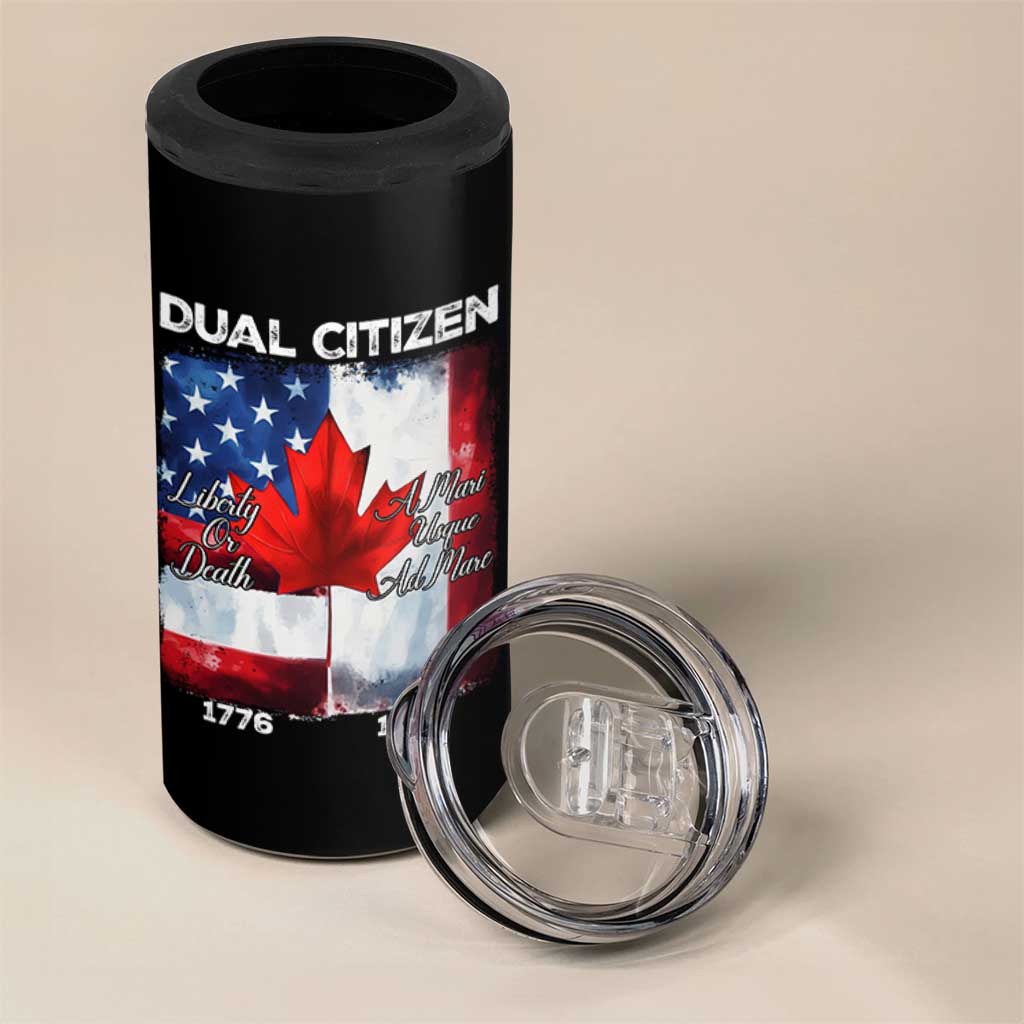 Funny Canadian American 4 in 1 Can Cooler Tumbler Dual Citizen Liberty Or Death A Mari Usque Ad Mare - Wonder Print Shop