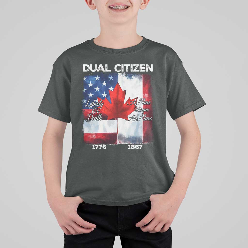 Funny Canadian American T Shirt For Kid Dual Citizen Liberty Or Death A Mari Usque Ad Mare - Wonder Print Shop