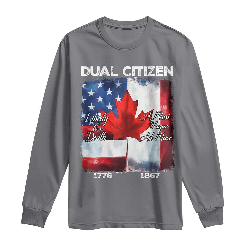 Funny Canadian American Long Sleeve Shirt Dual Citizen Liberty Or Death A Mari Usque Ad Mare - Wonder Print Shop