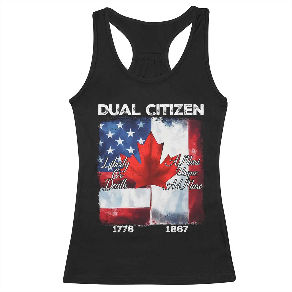 Funny Canadian American Racerback Tank Top Dual Citizen Liberty Or Death A Mari Usque Ad Mare - Wonder Print Shop