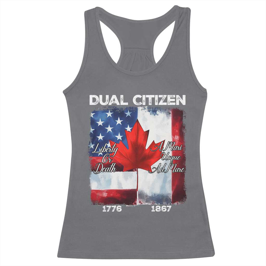 Funny Canadian American Racerback Tank Top Dual Citizen Liberty Or Death A Mari Usque Ad Mare - Wonder Print Shop