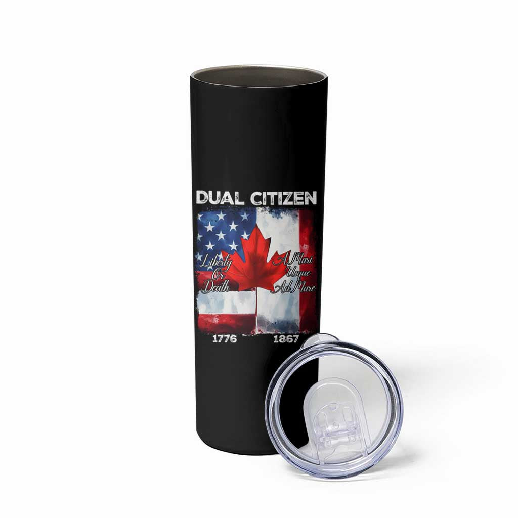 Funny Canadian American Skinny Tumbler Dual Citizen Liberty Or Death A Mari Usque Ad Mare - Wonder Print Shop