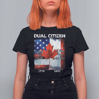Funny Canadian American T Shirt For Women Dual Citizen Liberty Or Death A Mari Usque Ad Mare - Wonder Print Shop