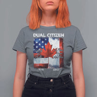 Funny Canadian American T Shirt For Women Dual Citizen Liberty Or Death A Mari Usque Ad Mare - Wonder Print Shop