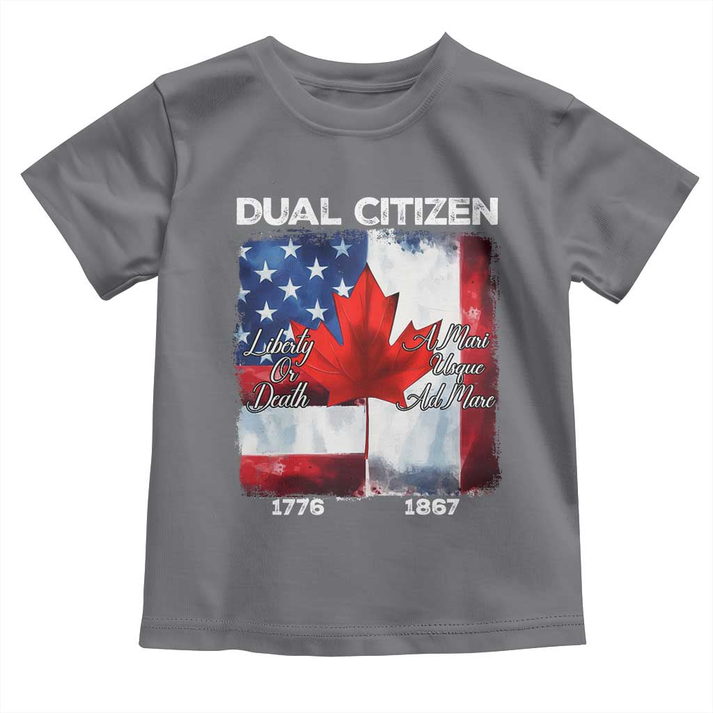 Funny Canadian American Toddler T Shirt Dual Citizen Liberty Or Death A Mari Usque Ad Mare - Wonder Print Shop