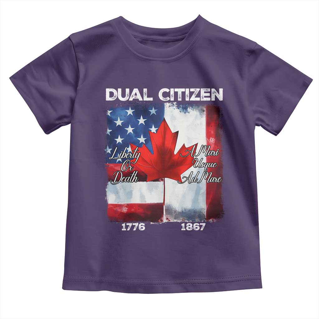 Funny Canadian American Toddler T Shirt Dual Citizen Liberty Or Death A Mari Usque Ad Mare - Wonder Print Shop