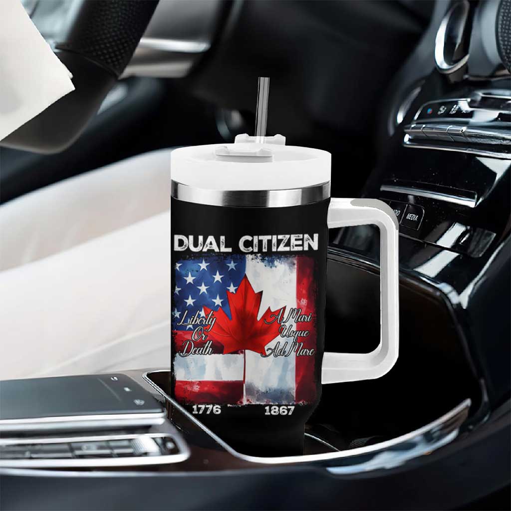 Funny Canadian American Tumbler With Handle Dual Citizen Liberty Or Death A Mari Usque Ad Mare - Wonder Print Shop