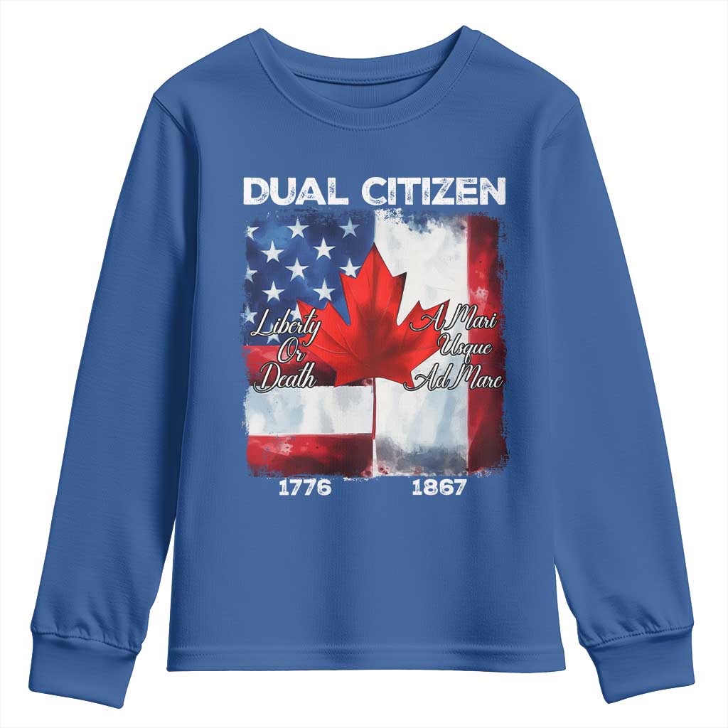 Funny Canadian American Youth Sweatshirt Dual Citizen Liberty Or Death A Mari Usque Ad Mare - Wonder Print Shop