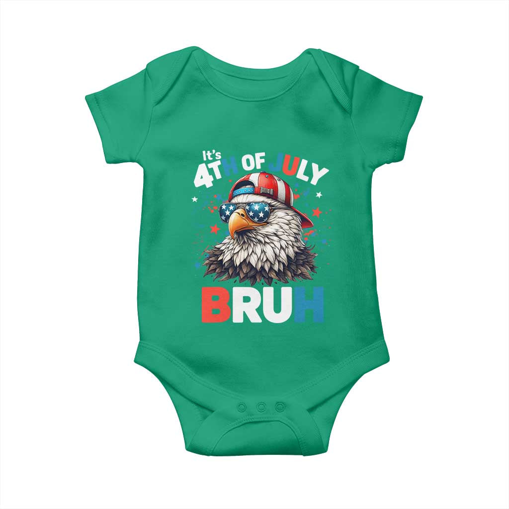 Funny Eagle It's 4th Of July Bruh Baby Onesie Patriotic Bald Eagle American Flag - Wonder Print Shop