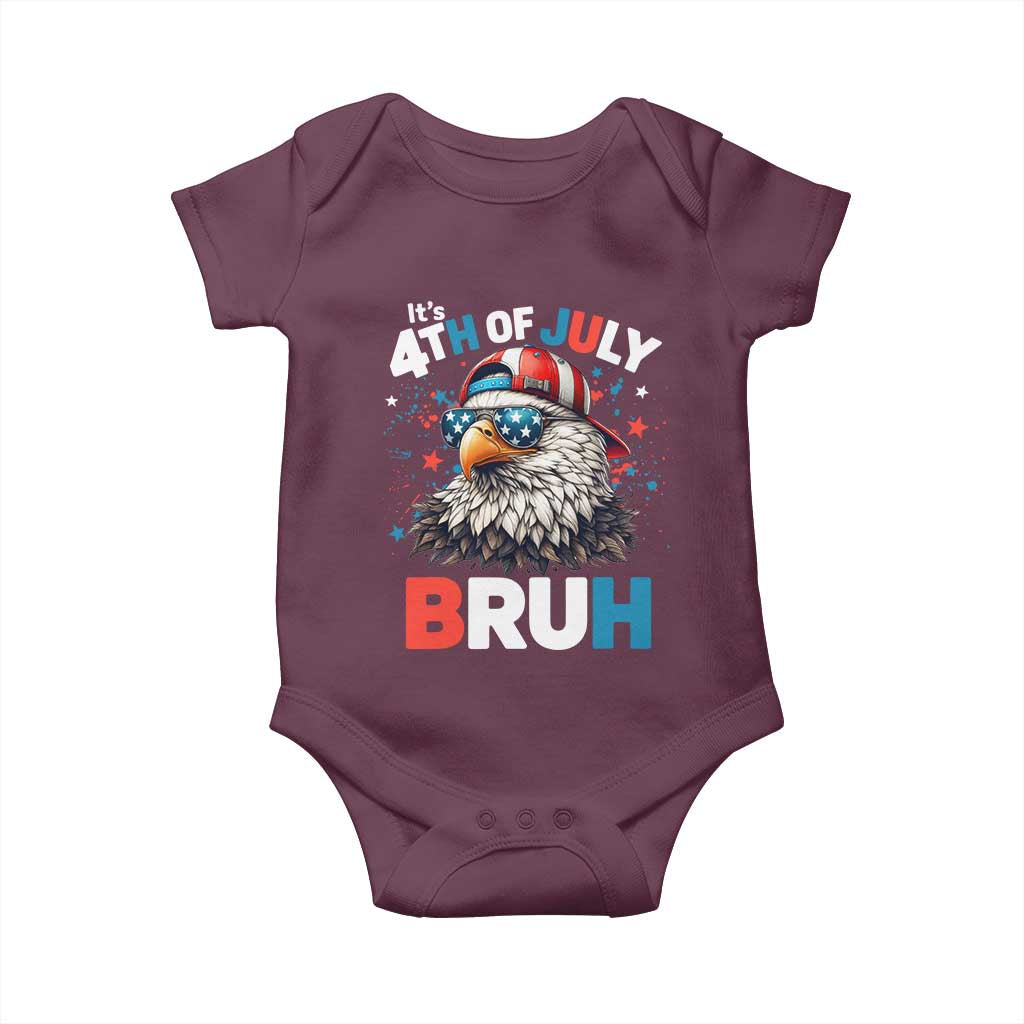 Funny Eagle It's 4th Of July Bruh Baby Onesie Patriotic Bald Eagle American Flag - Wonder Print Shop