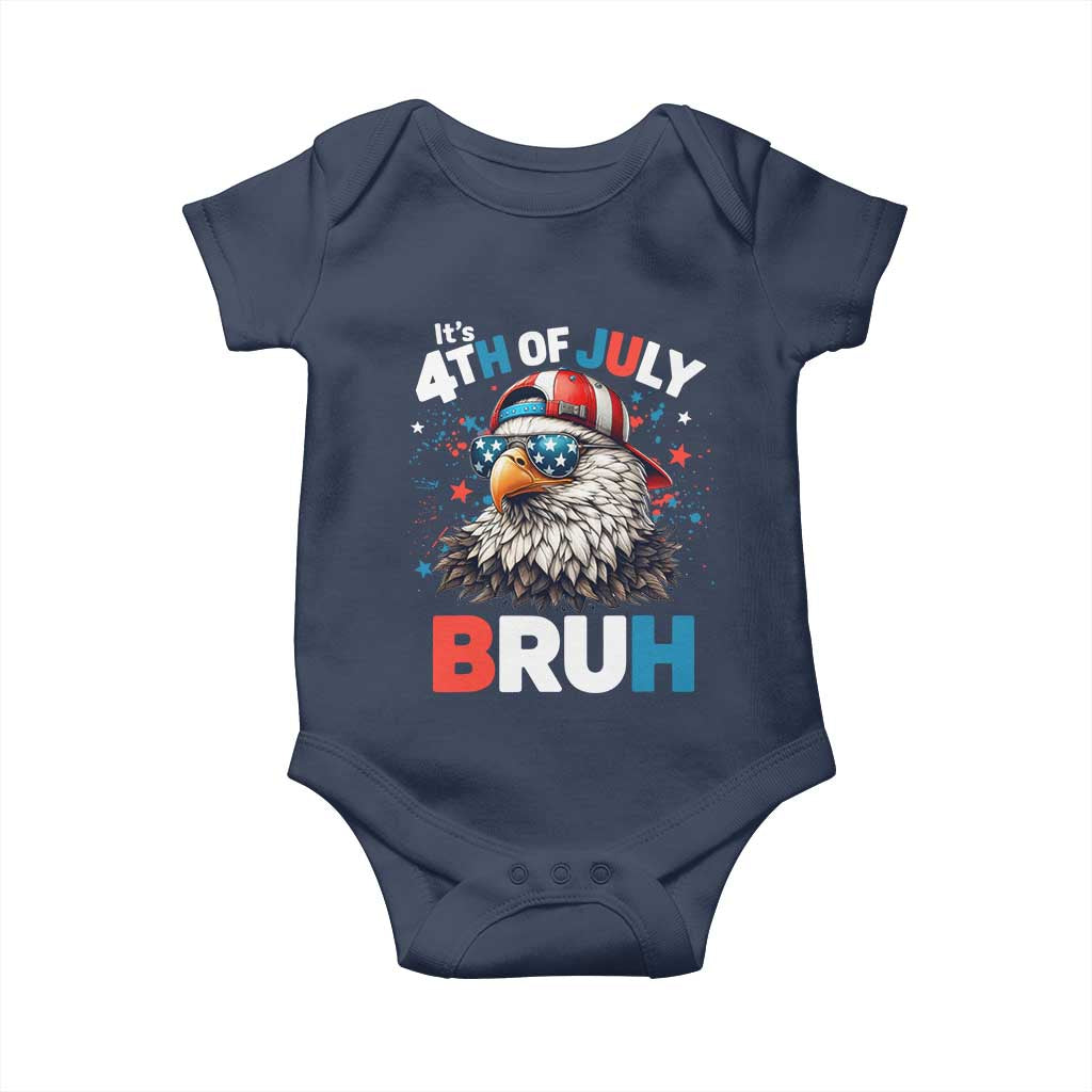 Funny Eagle It's 4th Of July Bruh Baby Onesie Patriotic Bald Eagle American Flag - Wonder Print Shop