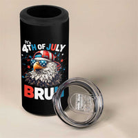 Funny Eagle It's 4th Of July Bruh 4 in 1 Can Cooler Tumbler Patriotic Bald Eagle American Flag - Wonder Print Shop