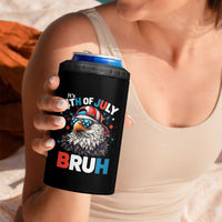 Funny Eagle It's 4th Of July Bruh 4 in 1 Can Cooler Tumbler Patriotic Bald Eagle American Flag - Wonder Print Shop