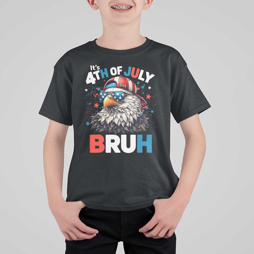 Funny Eagle It's 4th Of July Bruh T Shirt For Kid Patriotic Bald Eagle American Flag - Wonder Print Shop