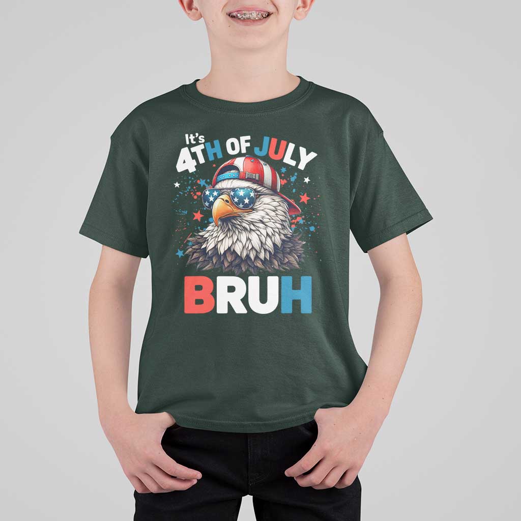 Funny Eagle It's 4th Of July Bruh T Shirt For Kid Patriotic Bald Eagle American Flag - Wonder Print Shop