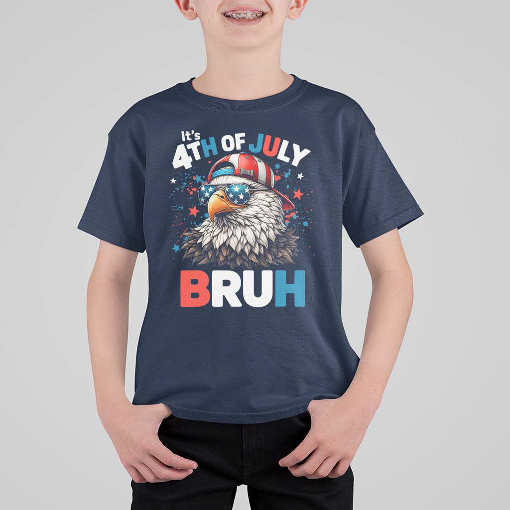 Funny Eagle It's 4th Of July Bruh T Shirt For Kid Patriotic Bald Eagle American Flag - Wonder Print Shop
