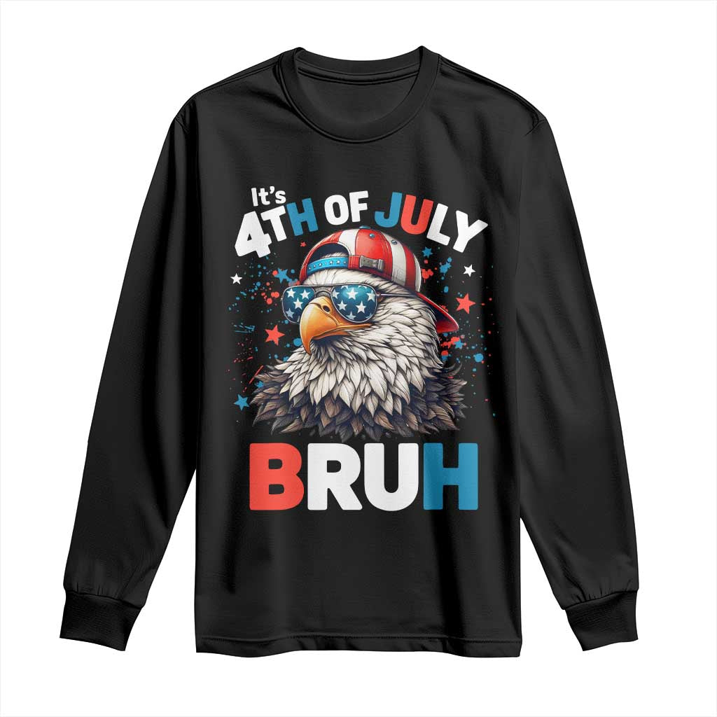 Funny Eagle It's 4th Of July Bruh Long Sleeve Shirt Patriotic Bald Eagle American Flag - Wonder Print Shop