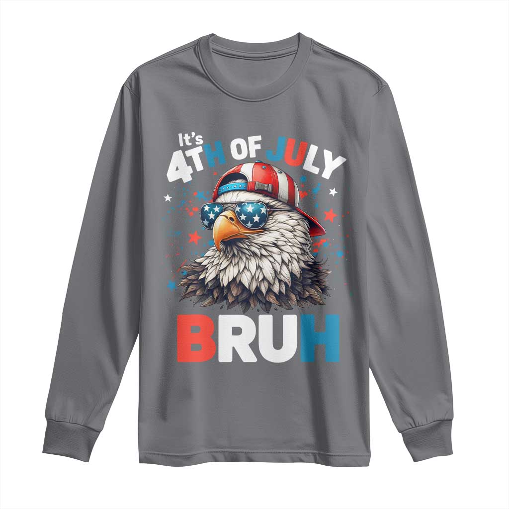 Funny Eagle It's 4th Of July Bruh Long Sleeve Shirt Patriotic Bald Eagle American Flag - Wonder Print Shop