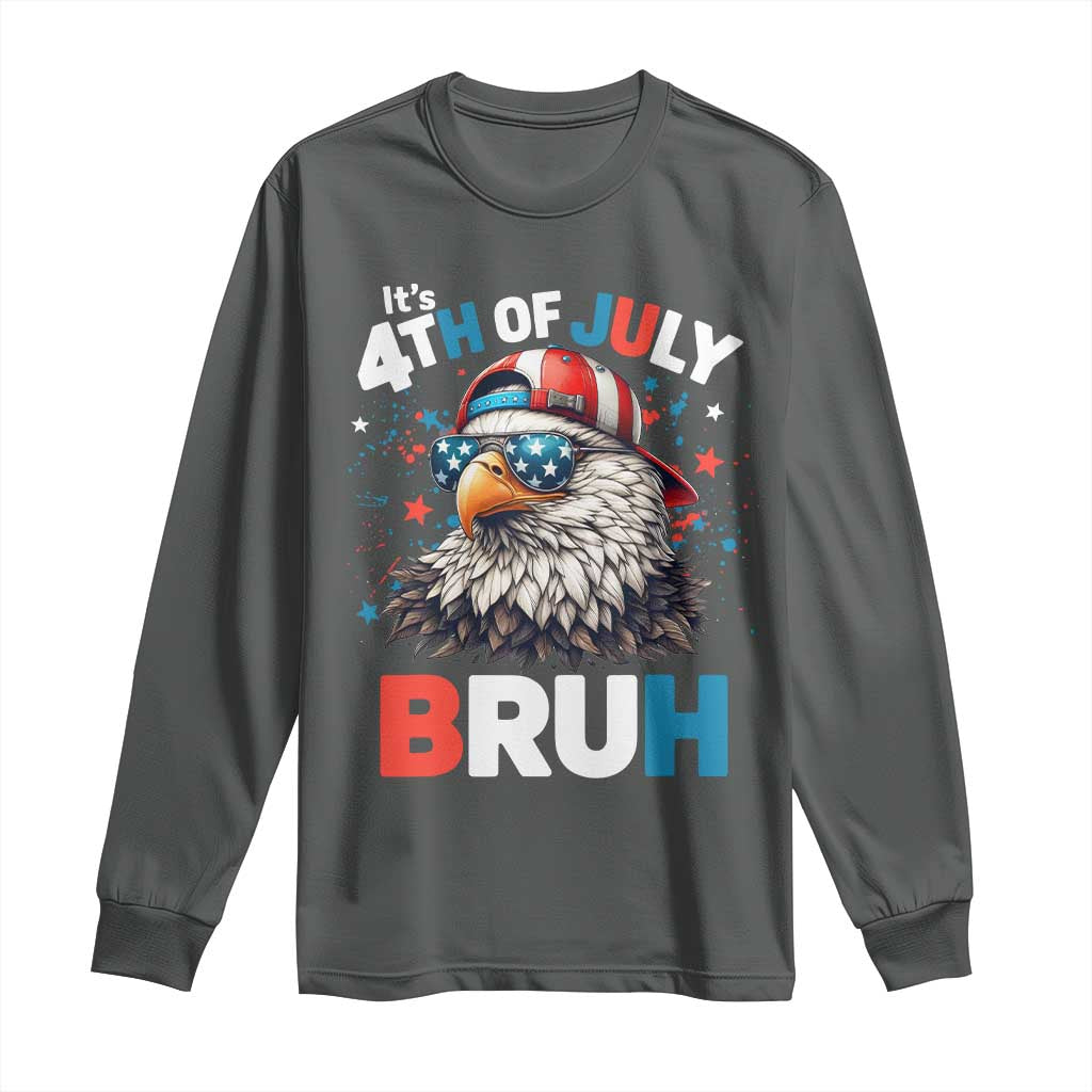 Funny Eagle It's 4th Of July Bruh Long Sleeve Shirt Patriotic Bald Eagle American Flag - Wonder Print Shop