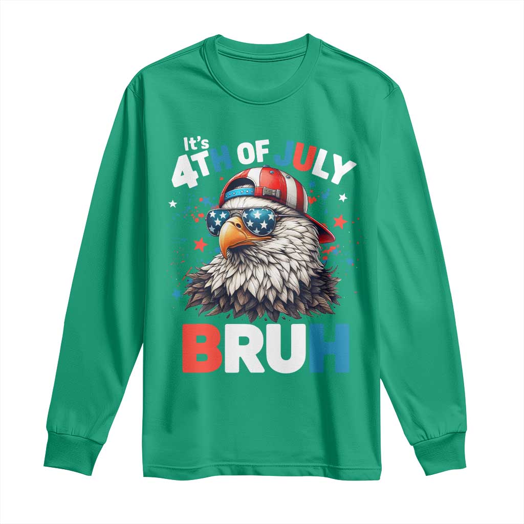 Funny Eagle It's 4th Of July Bruh Long Sleeve Shirt Patriotic Bald Eagle American Flag - Wonder Print Shop