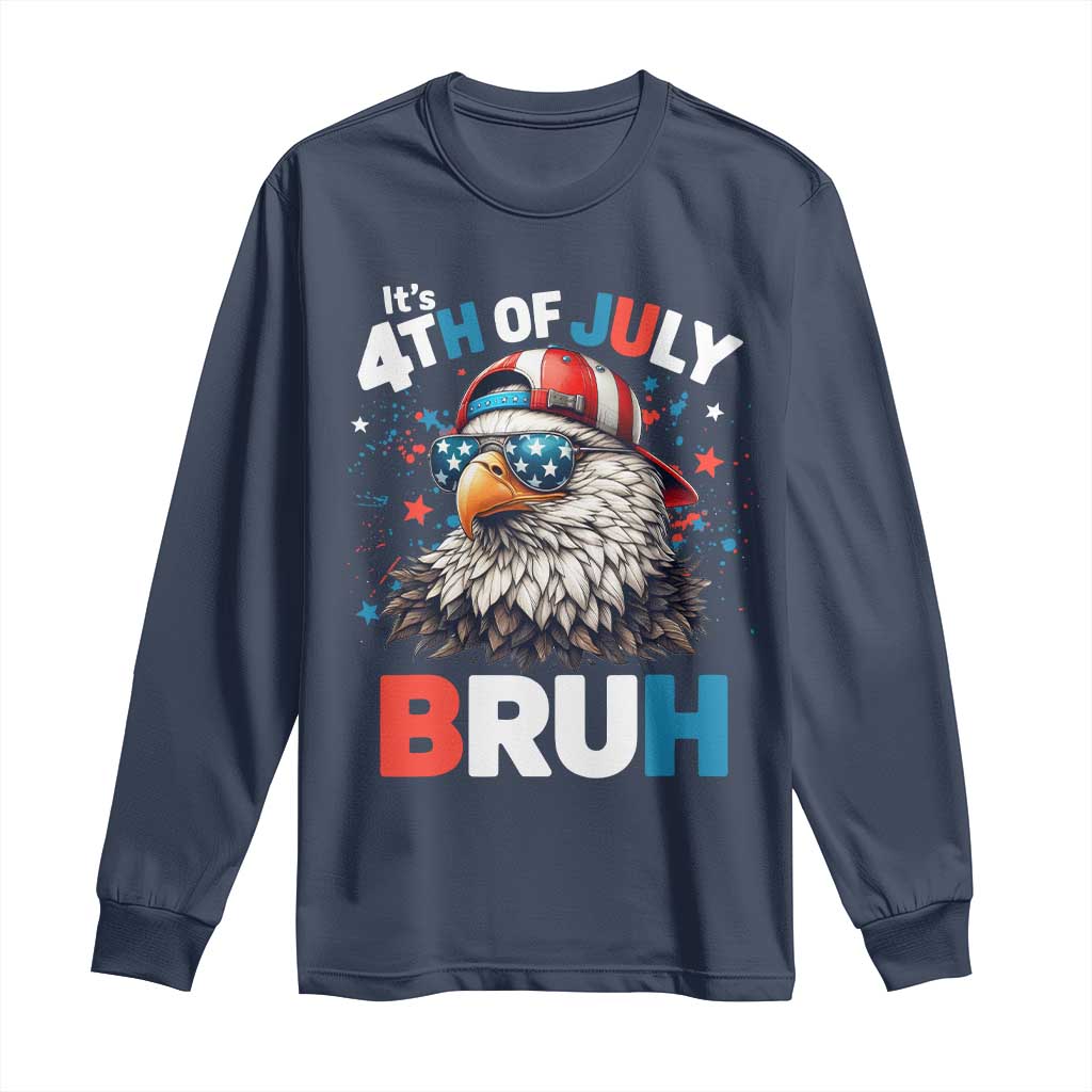 Funny Eagle It's 4th Of July Bruh Long Sleeve Shirt Patriotic Bald Eagle American Flag - Wonder Print Shop