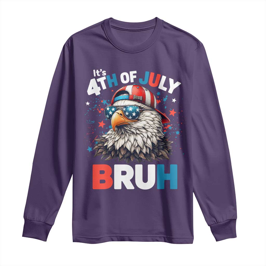 Funny Eagle It's 4th Of July Bruh Long Sleeve Shirt Patriotic Bald Eagle American Flag - Wonder Print Shop