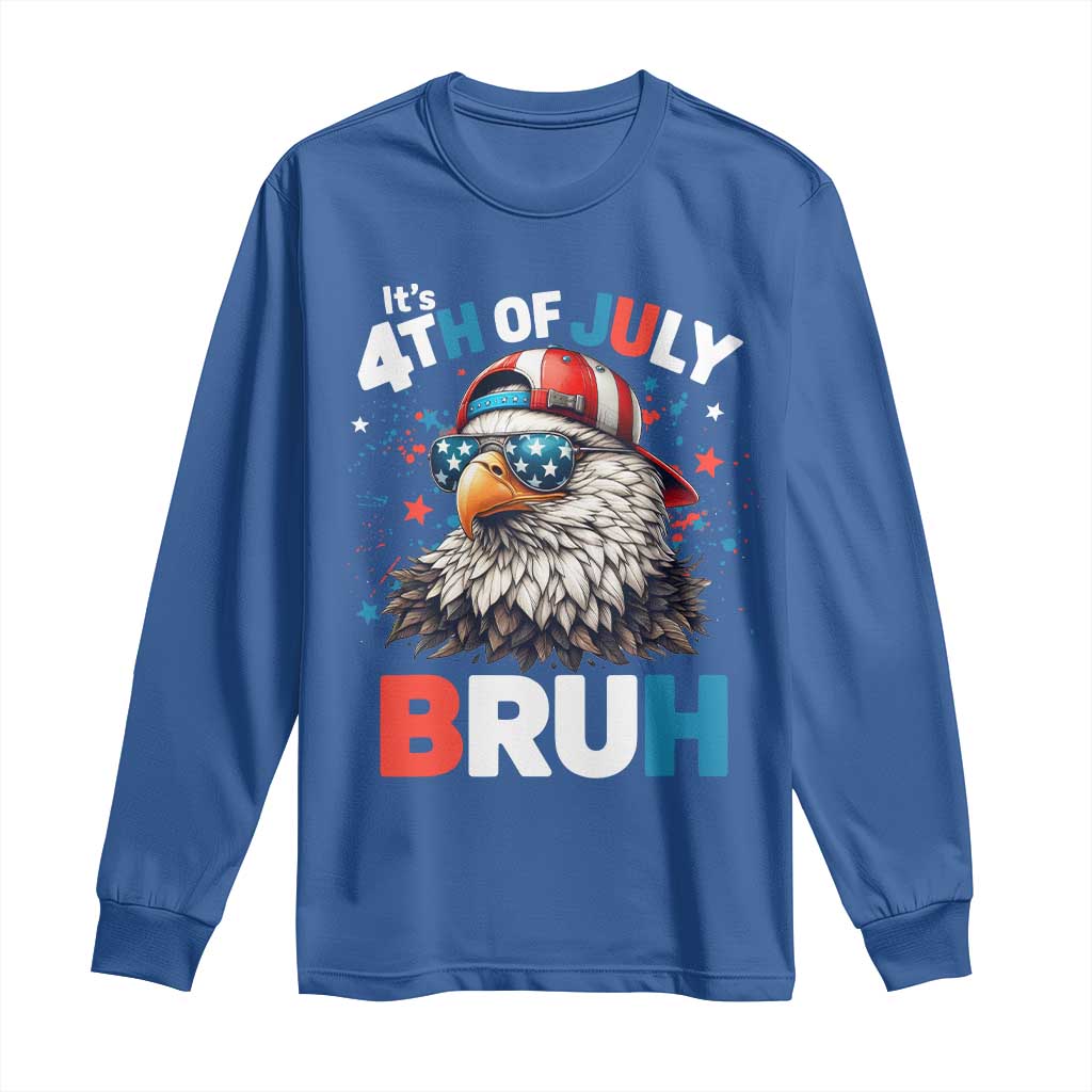 Funny Eagle It's 4th Of July Bruh Long Sleeve Shirt Patriotic Bald Eagle American Flag - Wonder Print Shop