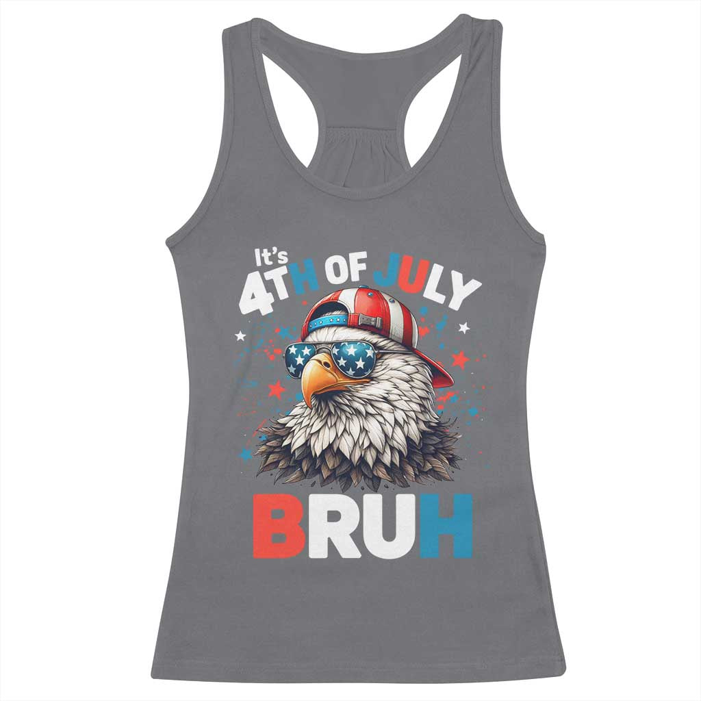 Funny Eagle It's 4th Of July Bruh Racerback Tank Top Patriotic Bald Eagle American Flag - Wonder Print Shop