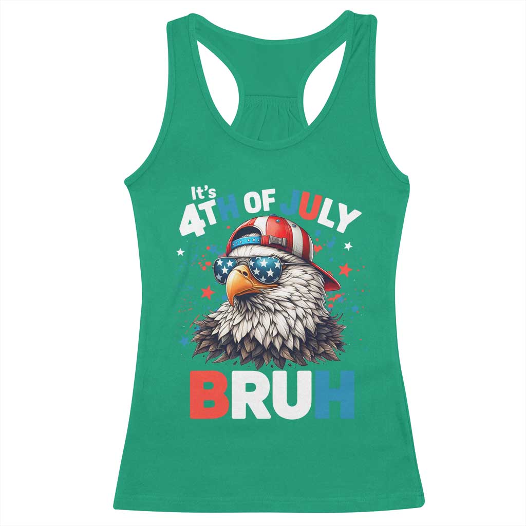 Funny Eagle It's 4th Of July Bruh Racerback Tank Top Patriotic Bald Eagle American Flag - Wonder Print Shop