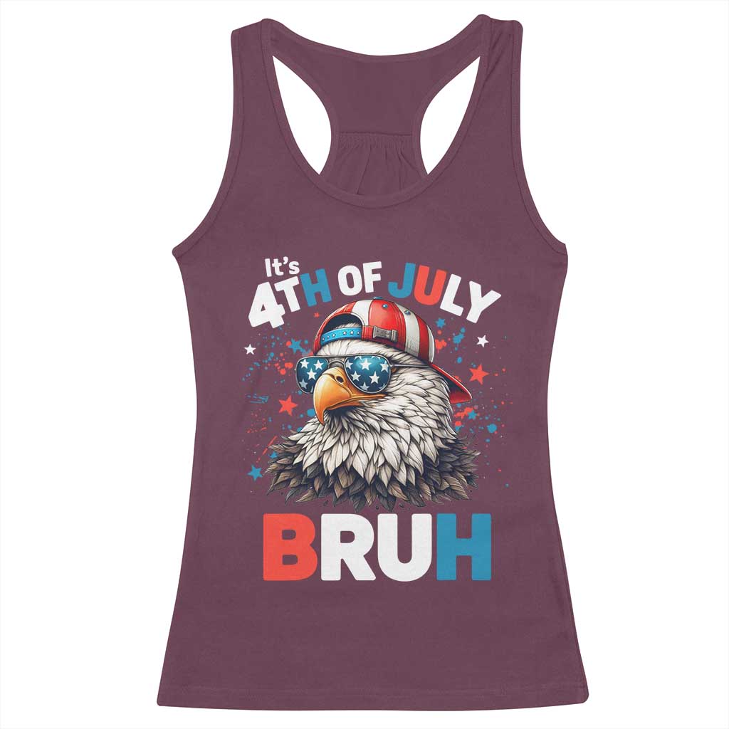 Funny Eagle It's 4th Of July Bruh Racerback Tank Top Patriotic Bald Eagle American Flag - Wonder Print Shop