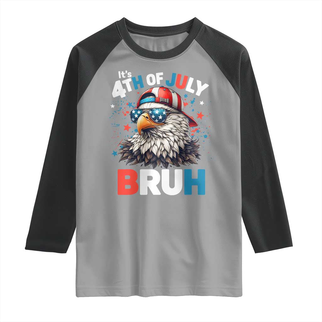 Funny Eagle It's 4th Of July Bruh Raglan Shirt Patriotic Bald Eagle American Flag - Wonder Print Shop