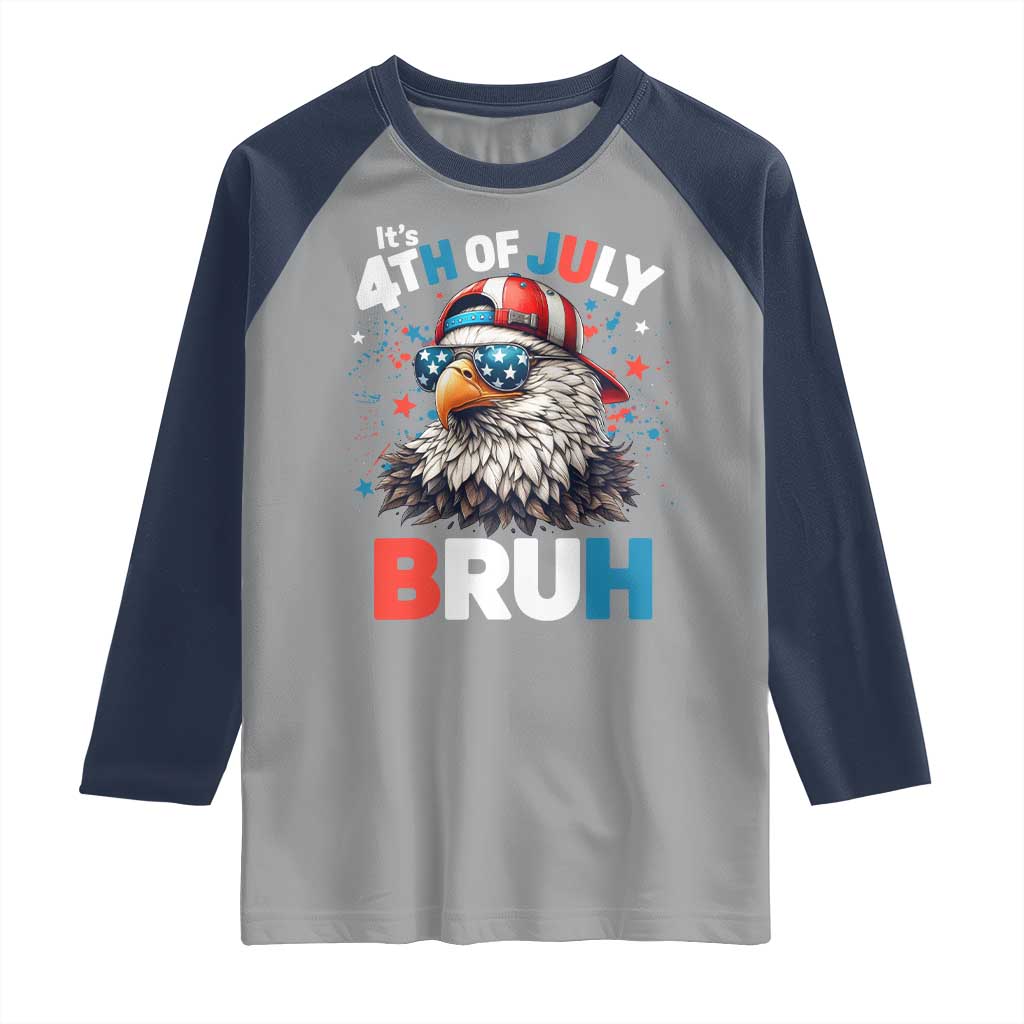 Funny Eagle It's 4th Of July Bruh Raglan Shirt Patriotic Bald Eagle American Flag - Wonder Print Shop