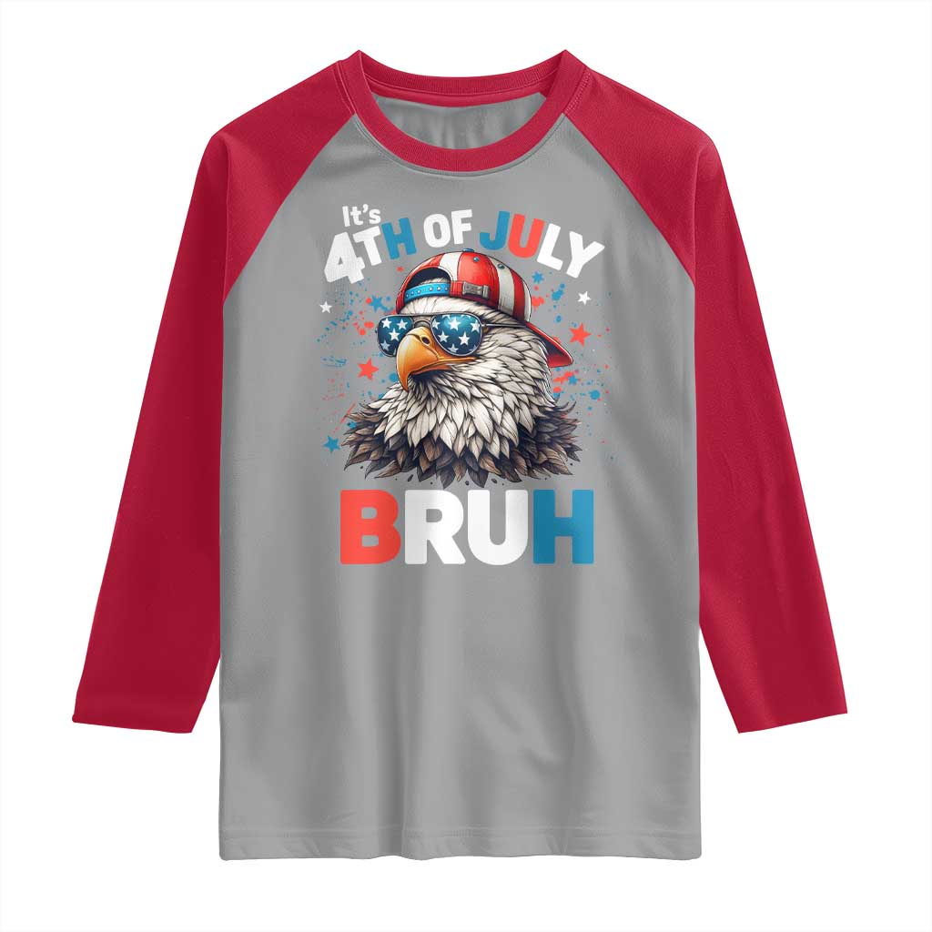 Funny Eagle It's 4th Of July Bruh Raglan Shirt Patriotic Bald Eagle American Flag - Wonder Print Shop