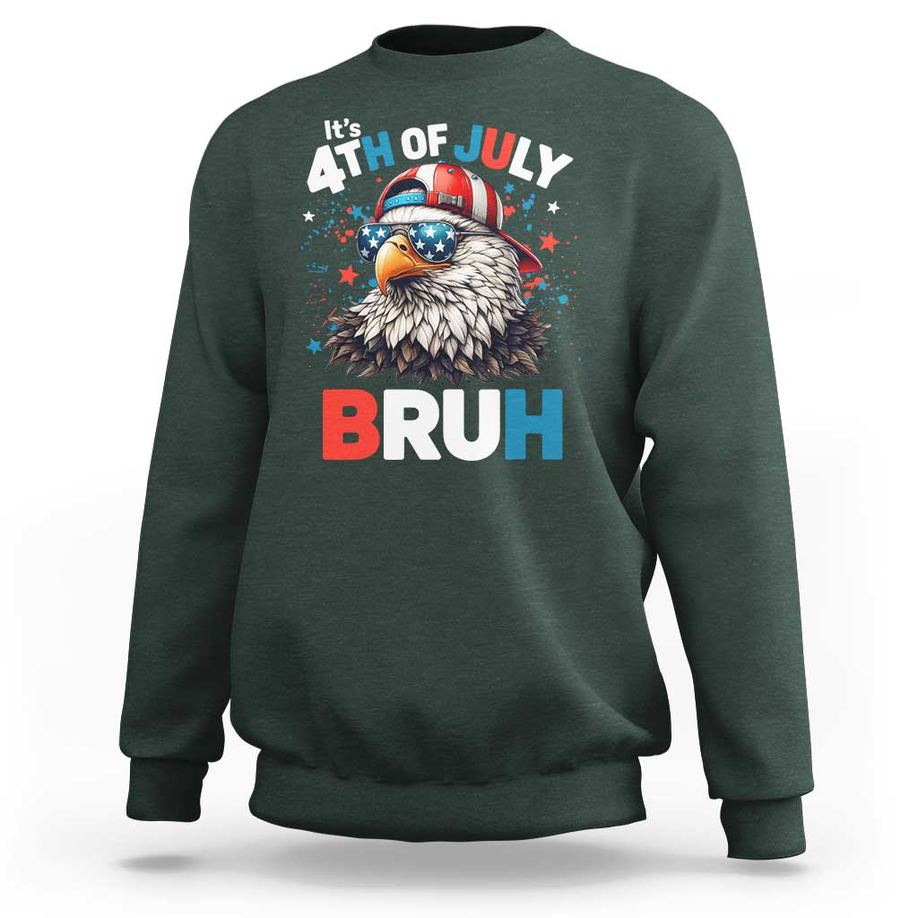 Funny Eagle It's 4th Of July Bruh Sweatshirt Patriotic Bald Eagle American Flag - Wonder Print Shop