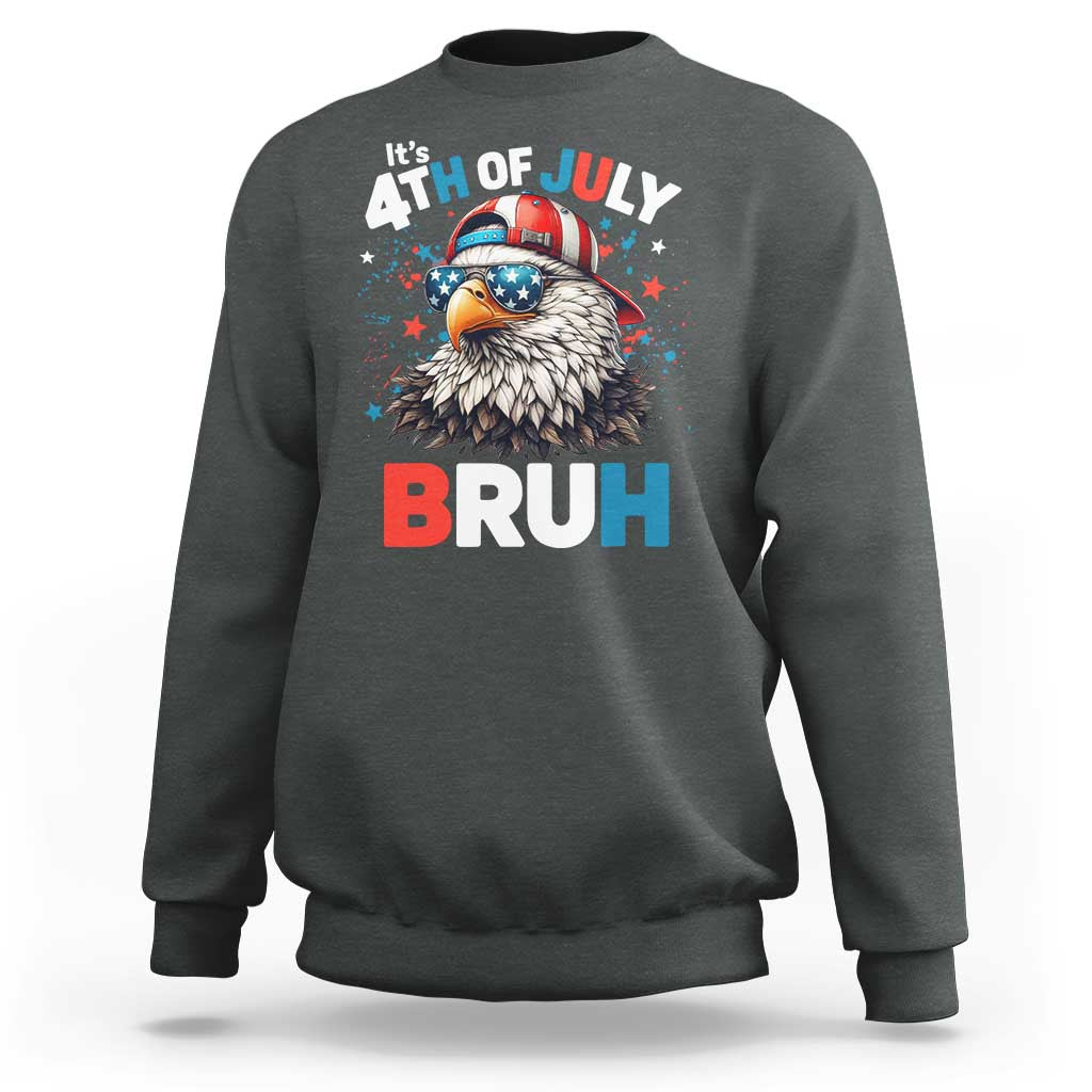Funny Eagle It's 4th Of July Bruh Sweatshirt Patriotic Bald Eagle American Flag - Wonder Print Shop