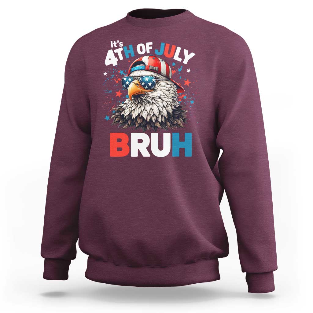 Funny Eagle It's 4th Of July Bruh Sweatshirt Patriotic Bald Eagle American Flag - Wonder Print Shop