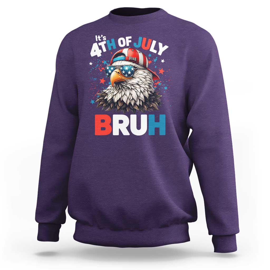 Funny Eagle It's 4th Of July Bruh Sweatshirt Patriotic Bald Eagle American Flag - Wonder Print Shop