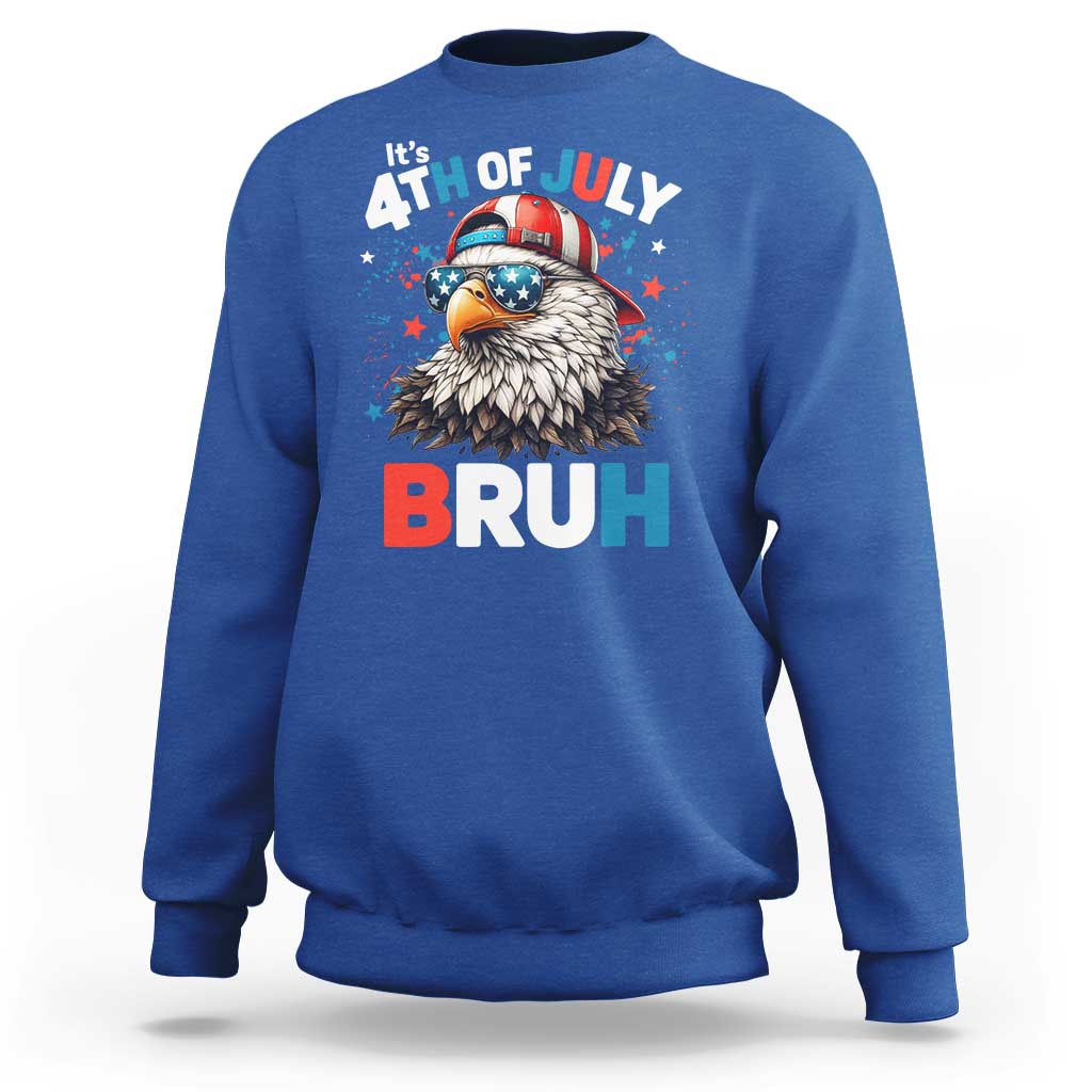 Funny Eagle It's 4th Of July Bruh Sweatshirt Patriotic Bald Eagle American Flag - Wonder Print Shop