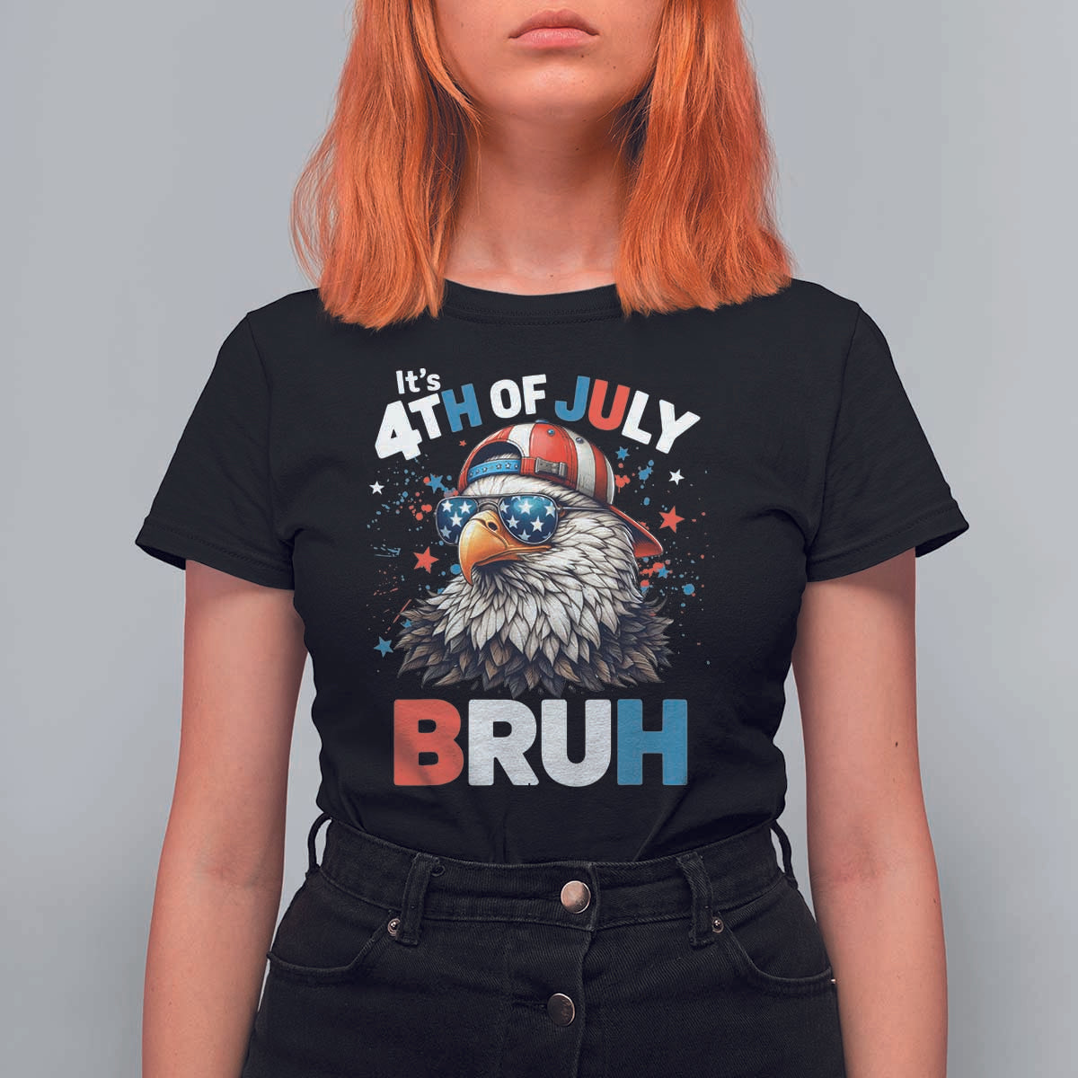 Funny Eagle It's 4th Of July Bruh T Shirt For Women Patriotic Bald Eagle American Flag - Wonder Print Shop