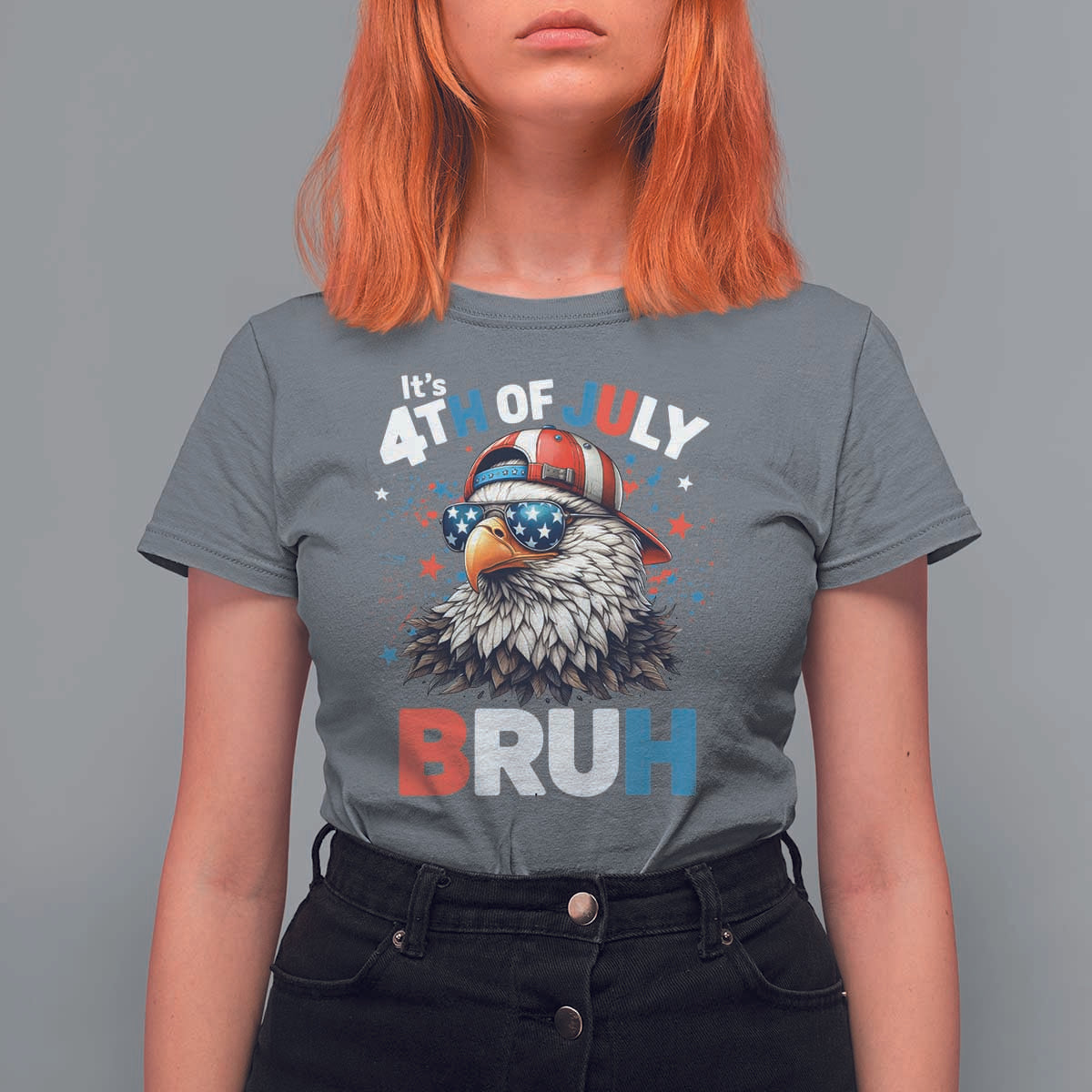 Funny Eagle It's 4th Of July Bruh T Shirt For Women Patriotic Bald Eagle American Flag - Wonder Print Shop