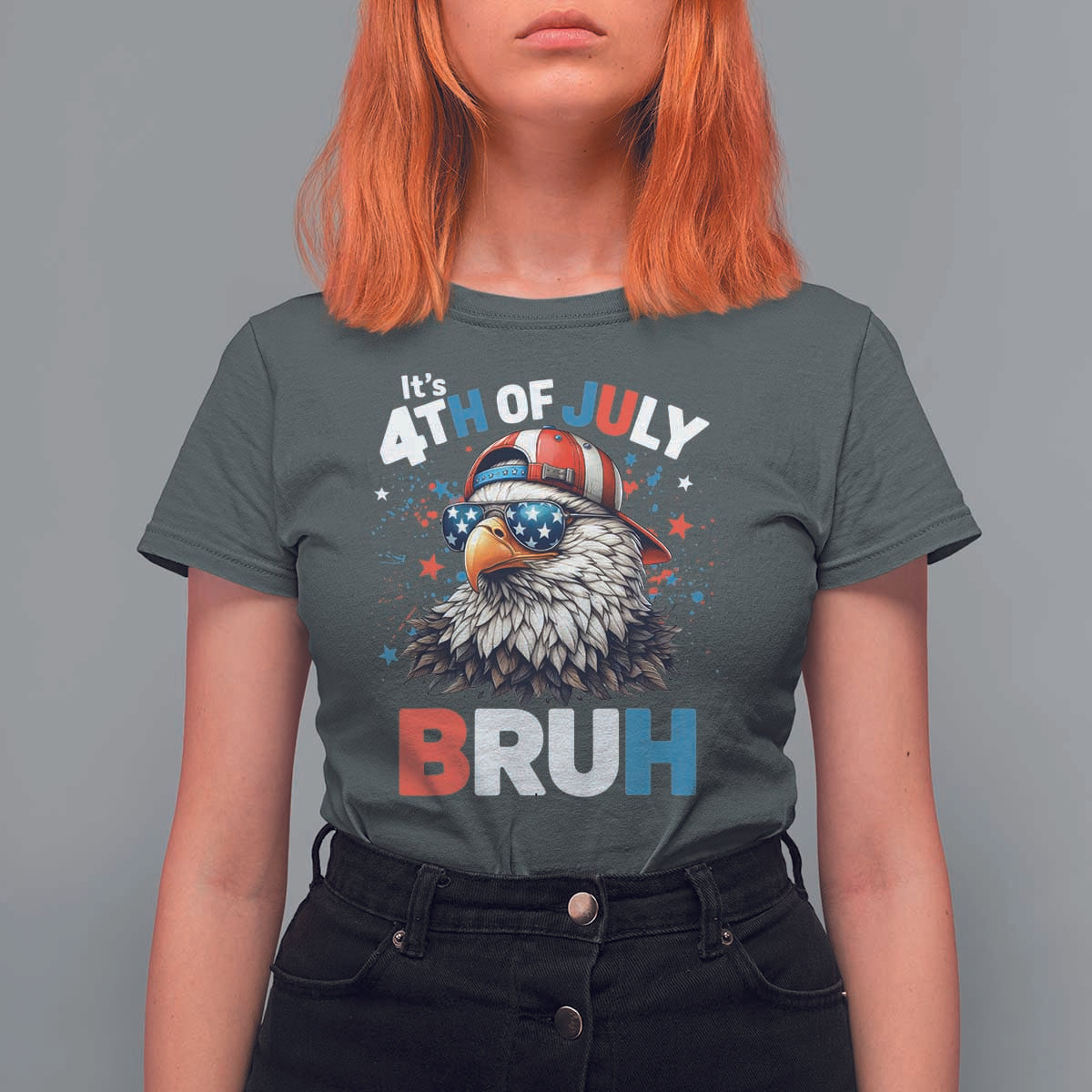 Funny Eagle It's 4th Of July Bruh T Shirt For Women Patriotic Bald Eagle American Flag - Wonder Print Shop