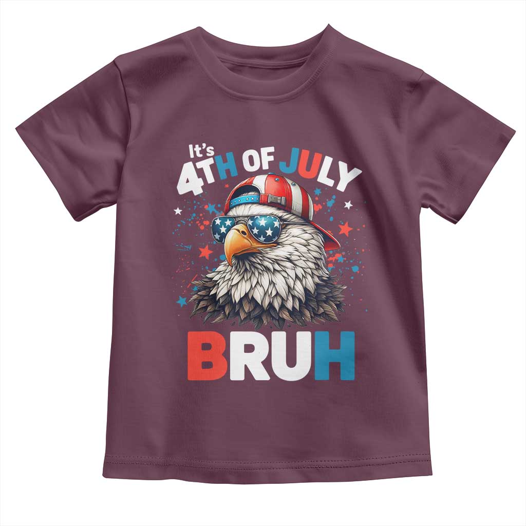 Funny Eagle It's 4th Of July Bruh Toddler T Shirt Patriotic Bald Eagle American Flag - Wonder Print Shop