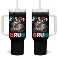Funny Eagle It's 4th Of July Bruh Tumbler With Handle Patriotic Bald Eagle American Flag - Wonder Print Shop