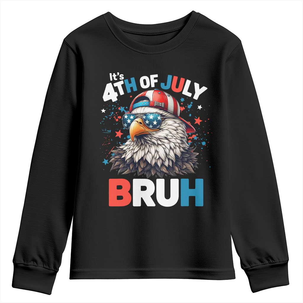 Funny Eagle It's 4th Of July Bruh Youth Sweatshirt Patriotic Bald Eagle American Flag - Wonder Print Shop
