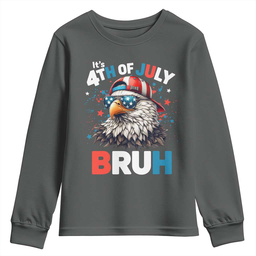 Funny Eagle It's 4th Of July Bruh Youth Sweatshirt Patriotic Bald Eagle American Flag - Wonder Print Shop