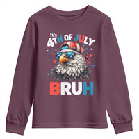 Funny Eagle It's 4th Of July Bruh Youth Sweatshirt Patriotic Bald Eagle American Flag - Wonder Print Shop