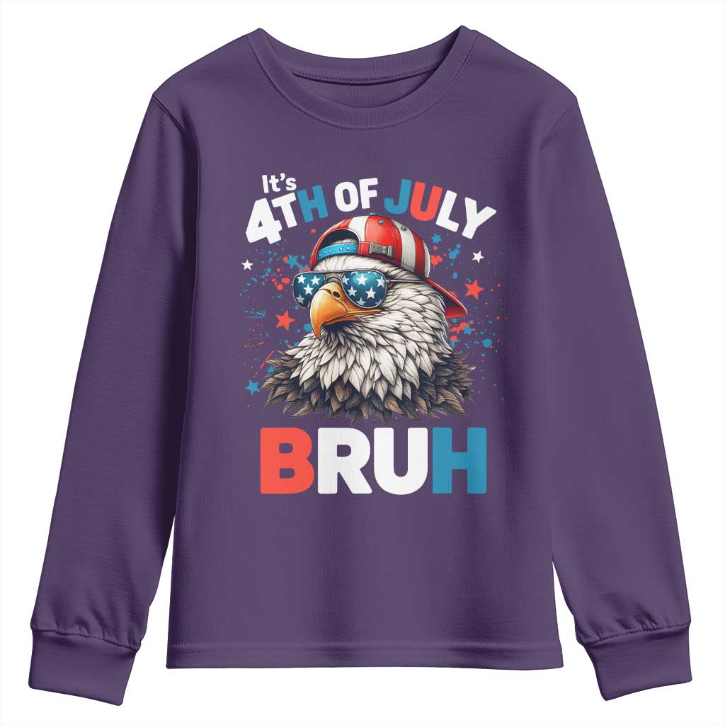 Funny Eagle It's 4th Of July Bruh Youth Sweatshirt Patriotic Bald Eagle American Flag - Wonder Print Shop