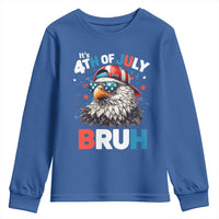 Funny Eagle It's 4th Of July Bruh Youth Sweatshirt Patriotic Bald Eagle American Flag - Wonder Print Shop